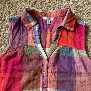 Women's Half Button Sleeveless Top